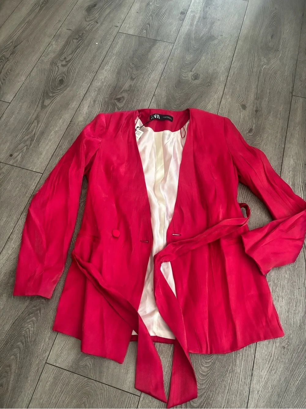 Zara Bright Pink Belted Blazer Jacket